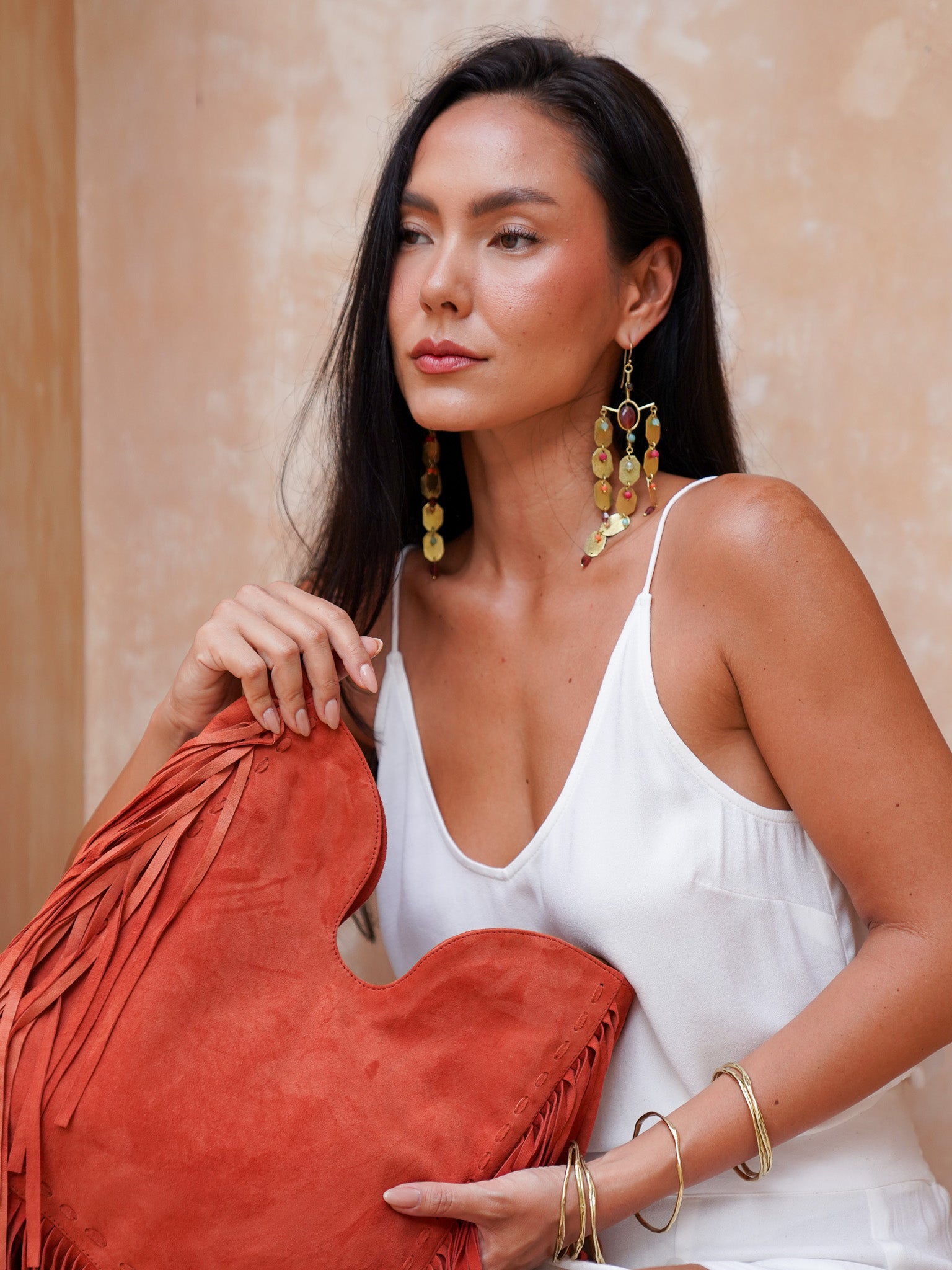 LUNA SHINE EARRINGS CORAL