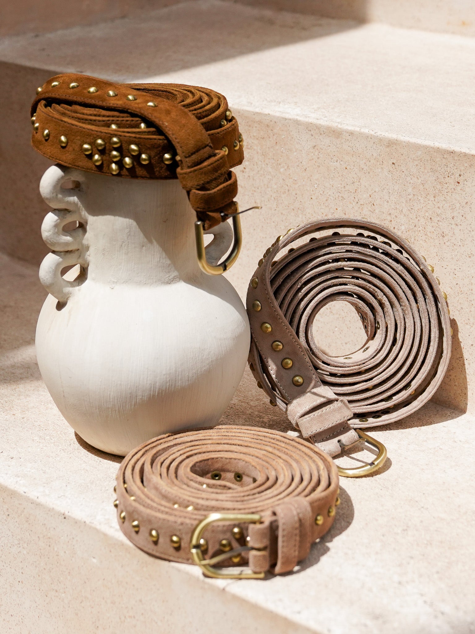 STUDDED WRAP BELT TAUPE