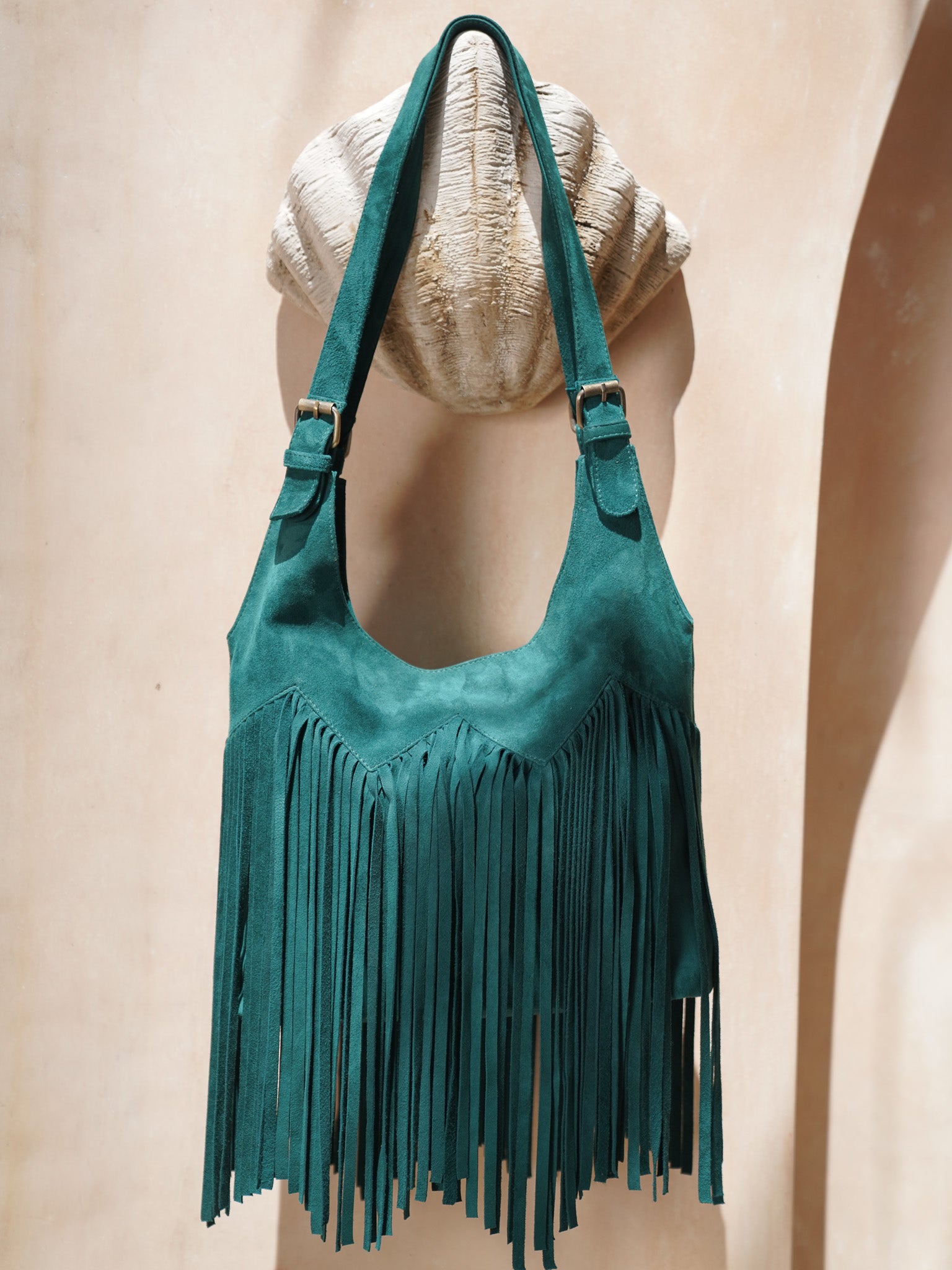 NOMADA FRINGE PURSE TEAL