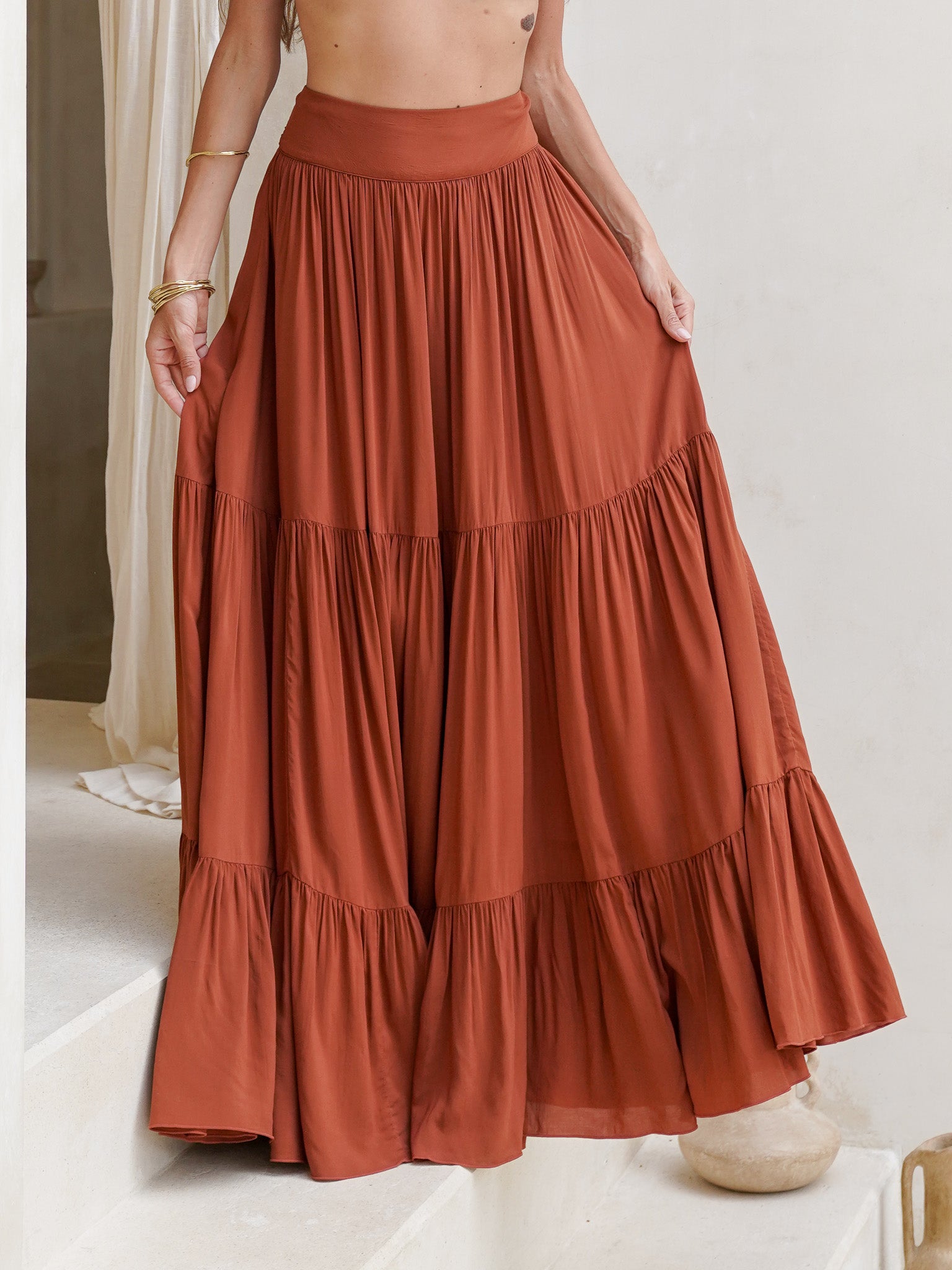 AZHA SKIRT TERRACOTTA