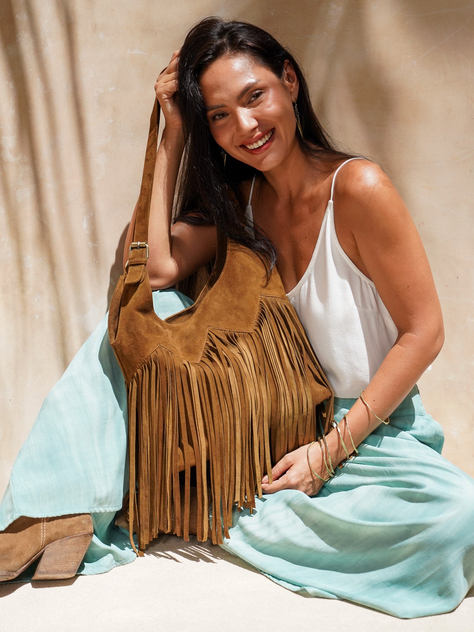 NOMADA FRINGE PURSE CACAO